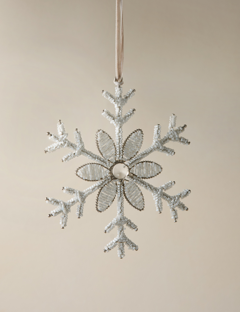 Hanging Beaded Snowflake Decoration