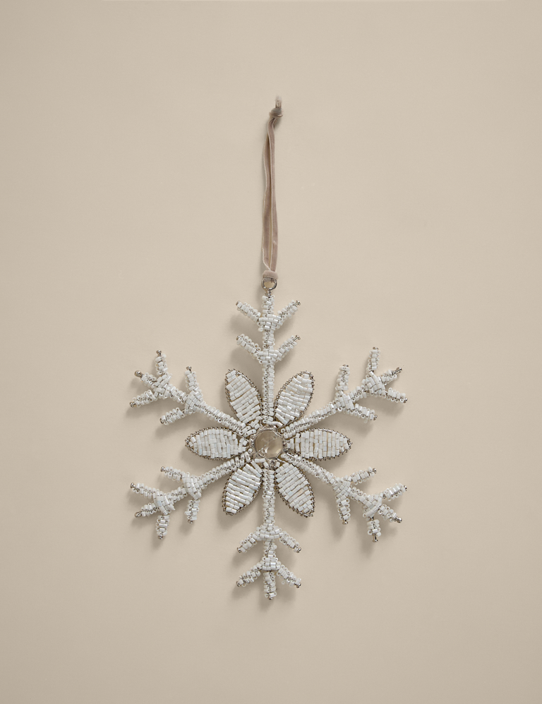 Hanging Beaded Snowflake Decoration