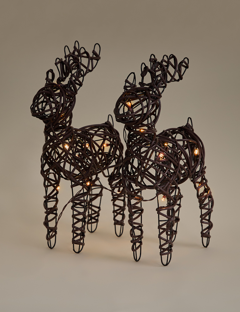 Set of 2 Light Up Reindeer Decorations