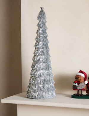 Silver Tinsel Tree Room Decoration