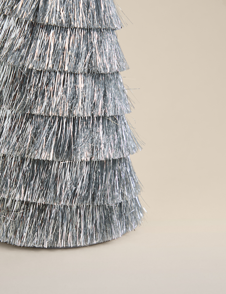 Silver Tinsel Tree Room Decoration