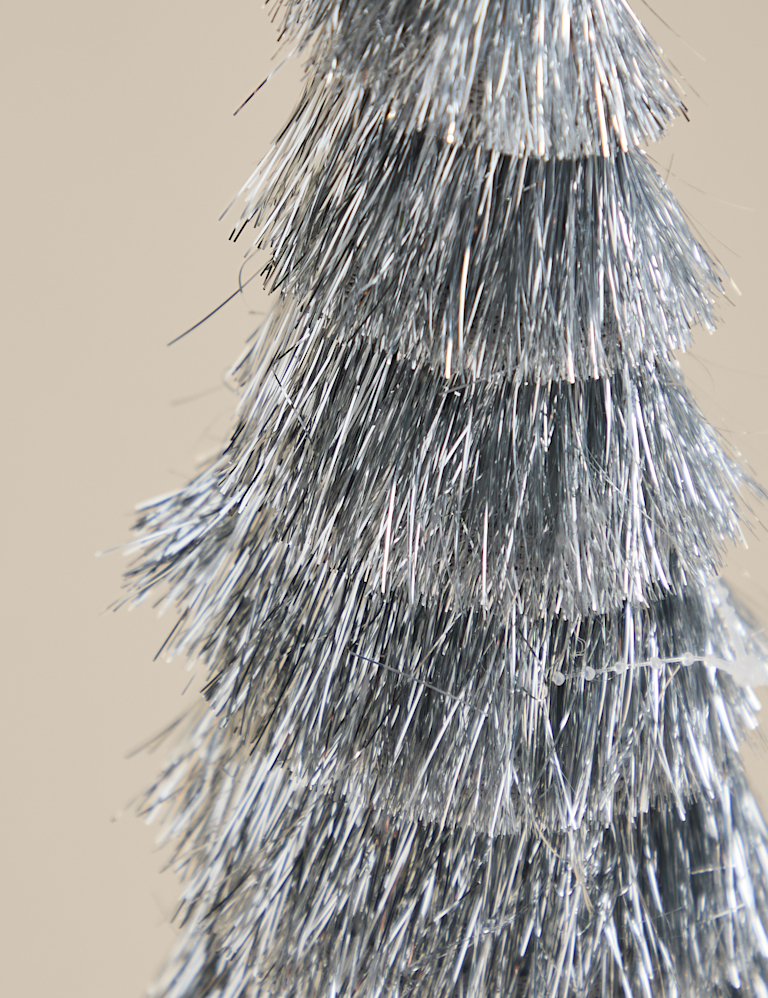 Silver Tinsel Tree Room Decoration
