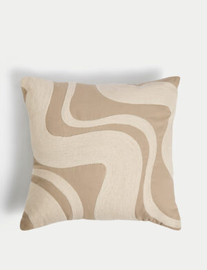 Pure Cotton Swirl Embroidered Cushion