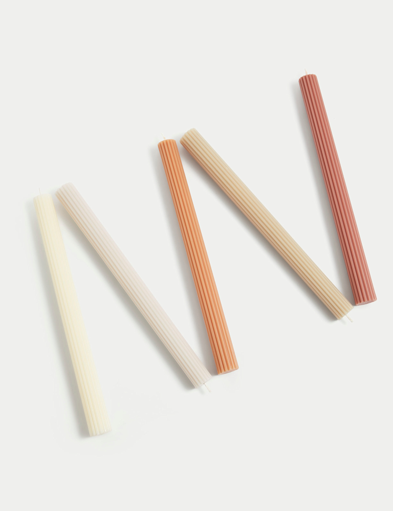 Set of 5 Ridged Dinner Candles