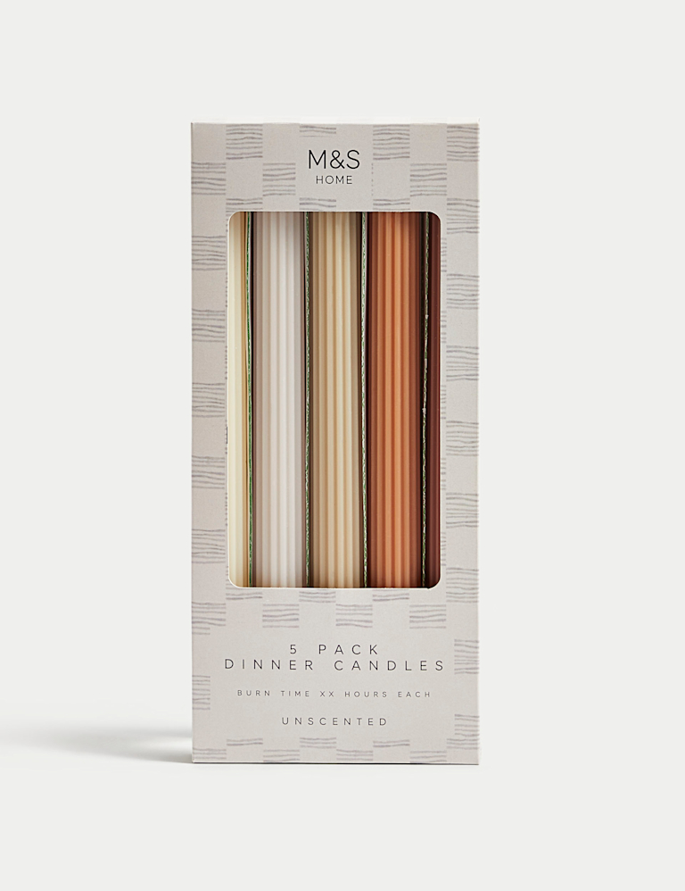 Set of 5 Ridged Dinner Candles