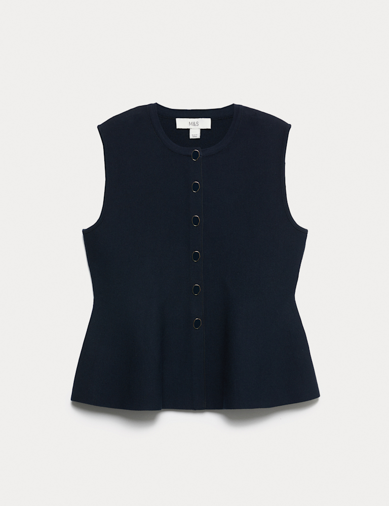 Crew Neck Button Through Waistcoat