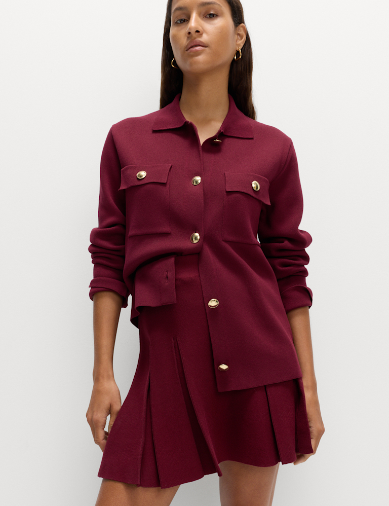 Ribbed Pleated Knitted Mini Skirt