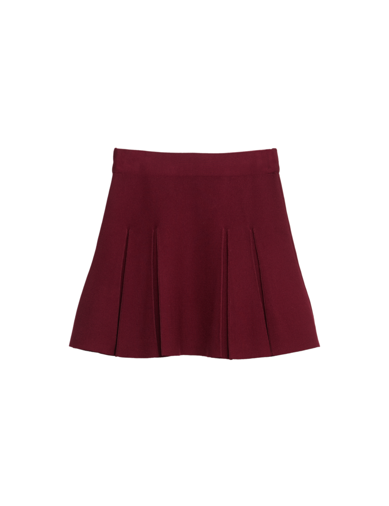 Ribbed Pleated Knitted Mini Skirt