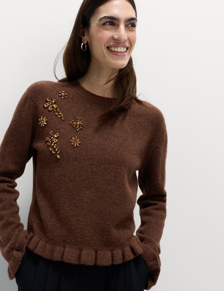 Gem Embellished Jumper with Wool
