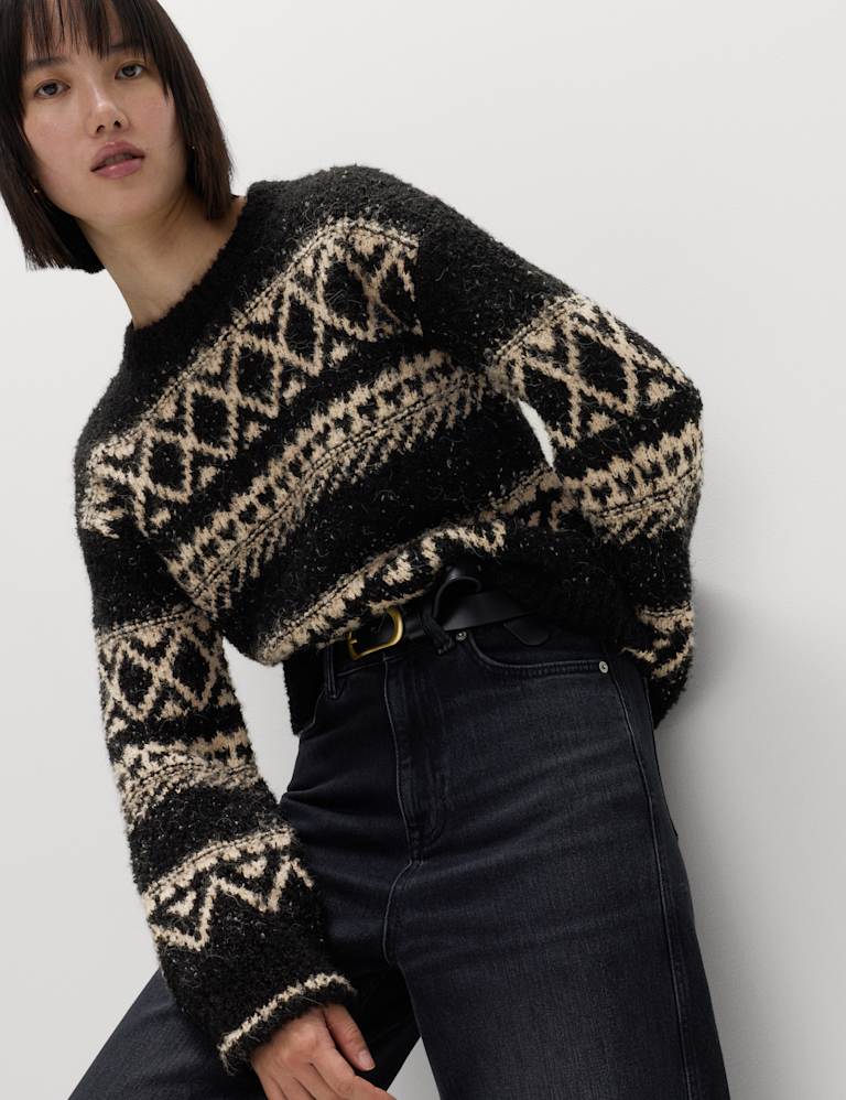 Bouclé Fair Isle Crew Neck Jumper