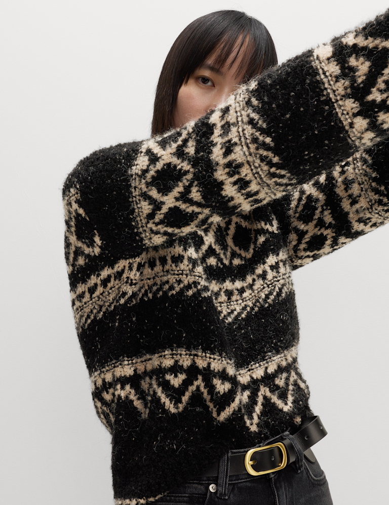 Bouclé Fair Isle Crew Neck Jumper