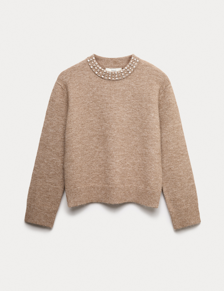 Embellished Relaxed Jumper with Wool