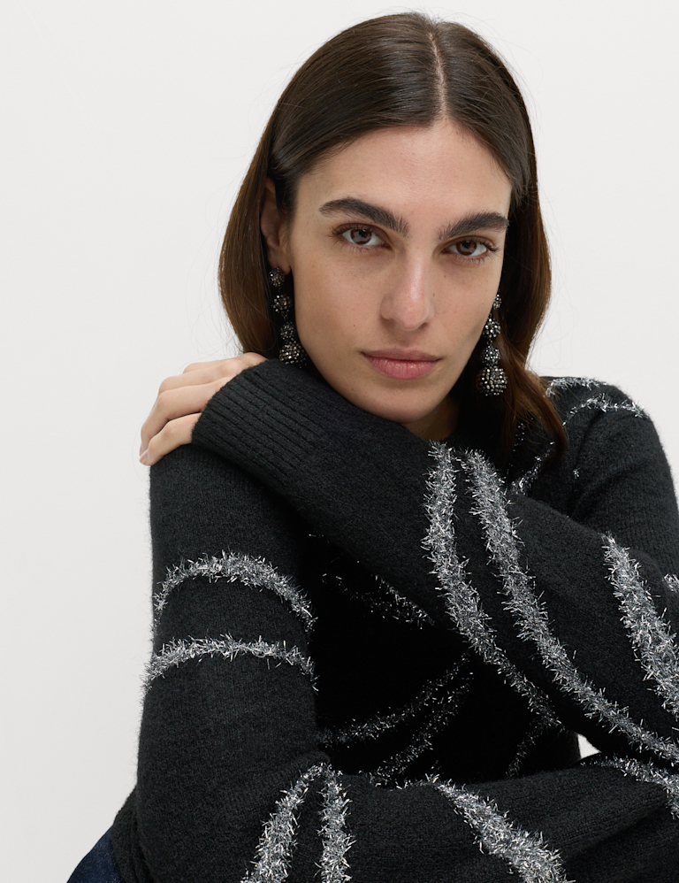 Tinsel Animal Print Jumper with Wool