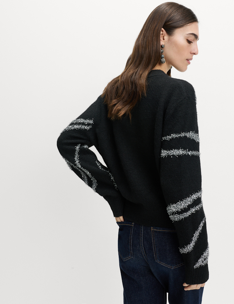 Tinsel Animal Print Jumper with Wool