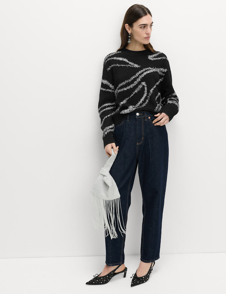 Tinsel Animal Print Jumper with Wool