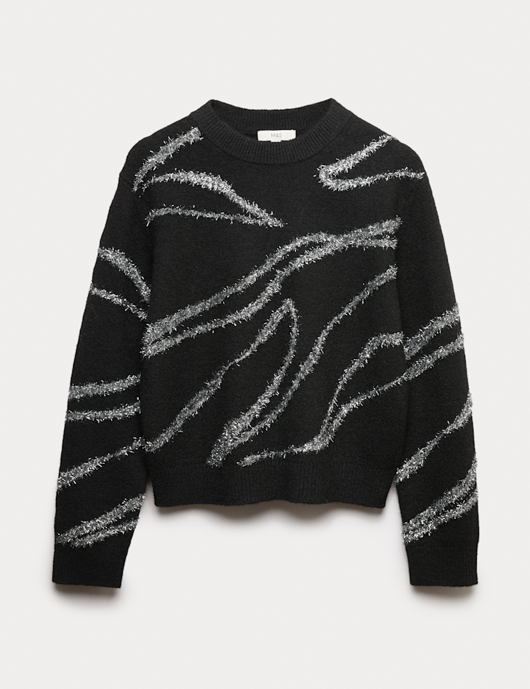 Tinsel Animal Print Jumper with Wool