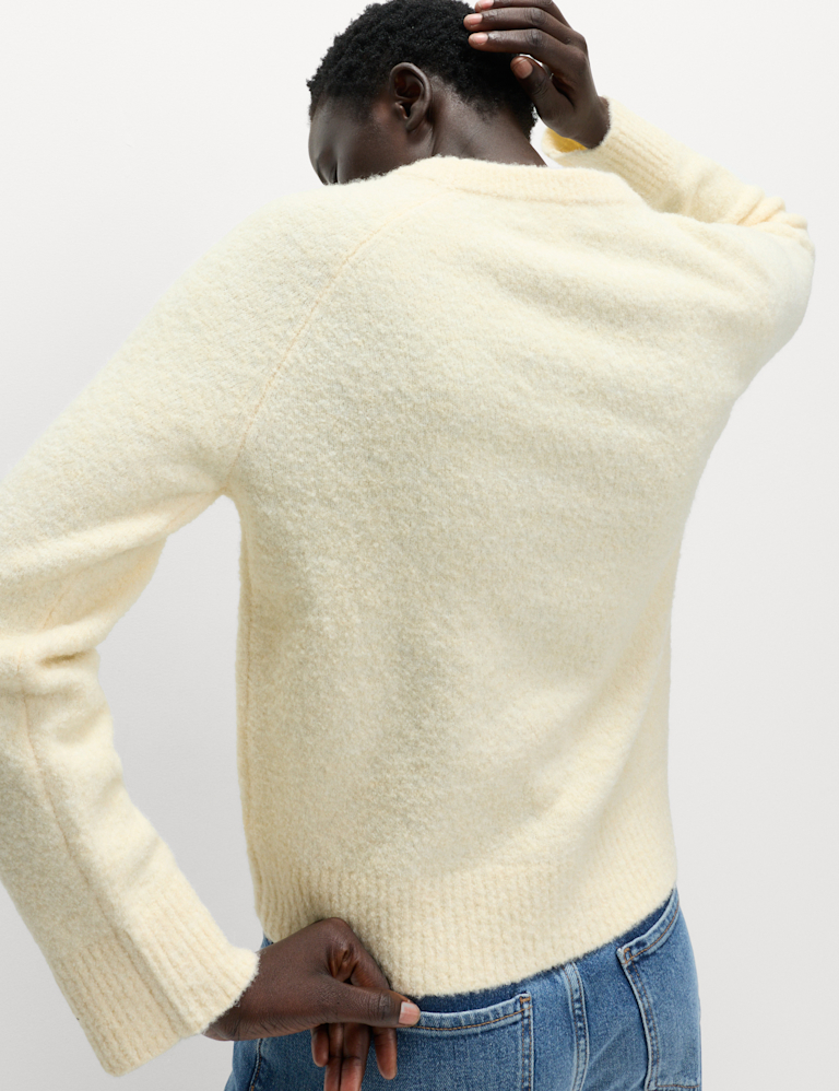 Boucle Embellished Jumper With Wool