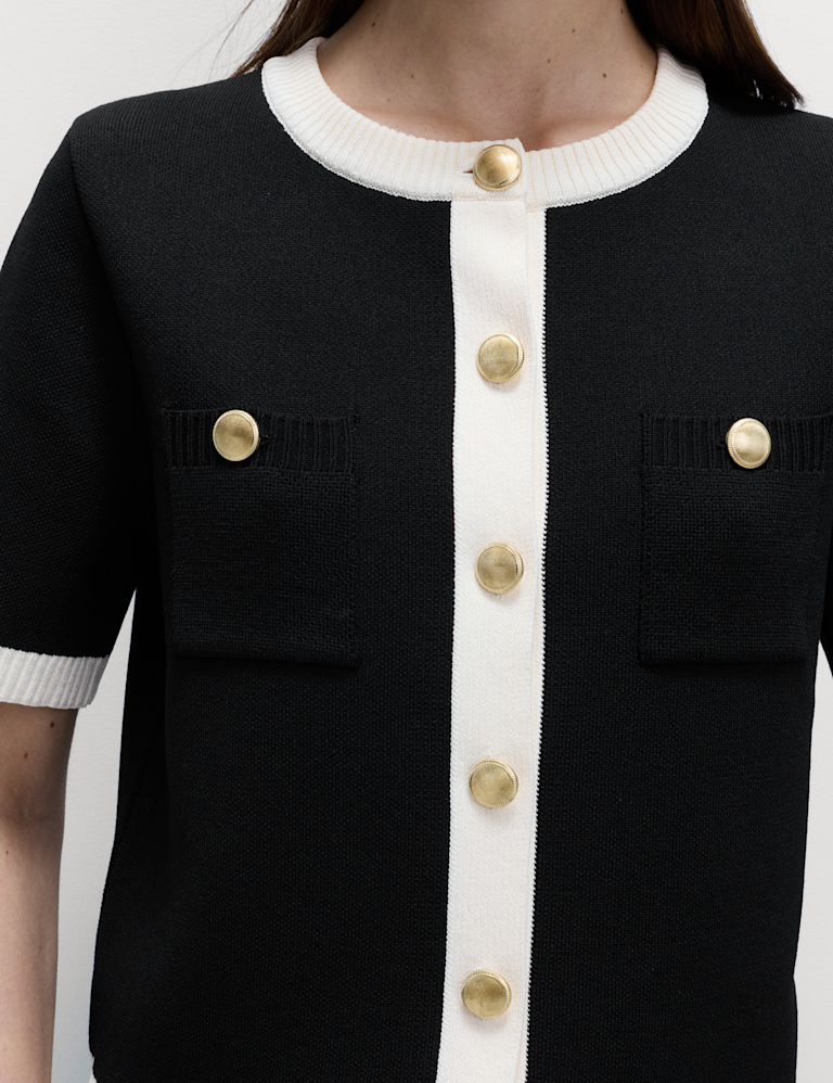 Tipped Detail Cropped Cardigan