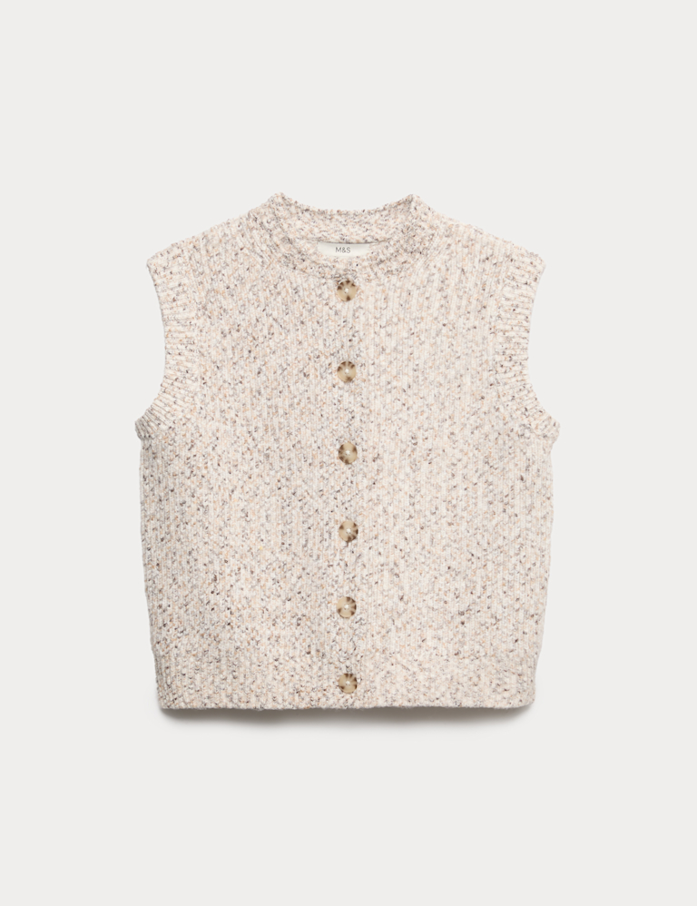 Twisted Tweed Knitted Ribbed Waistcoat