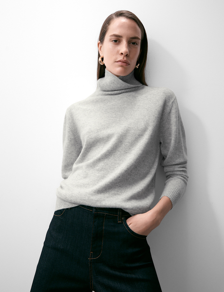 Pure Cashmere Roll Neck Jumper