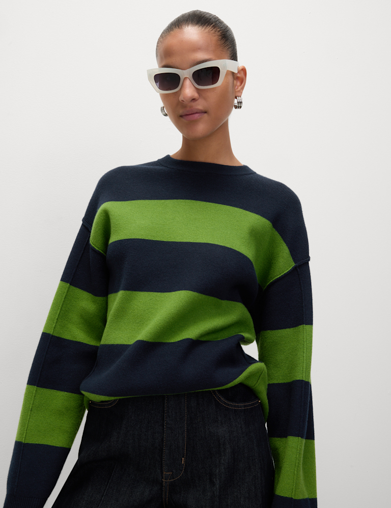 Soft Touch Striped Crew Neck Jumper