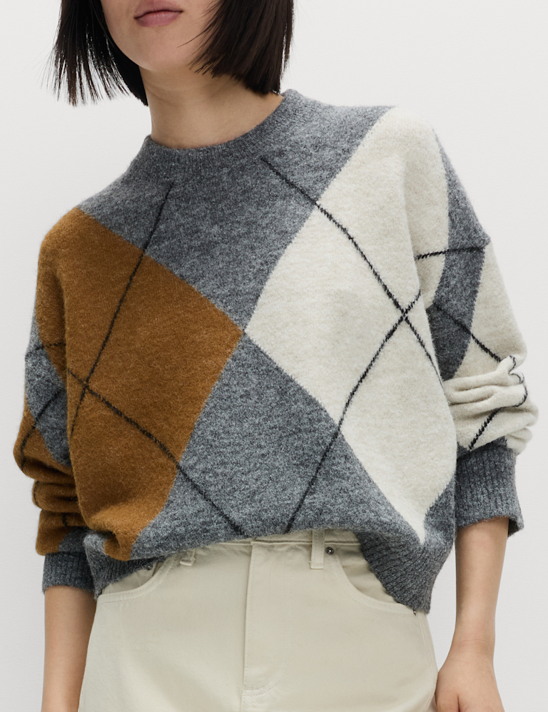Argyle Relaxed Jumper with Wool