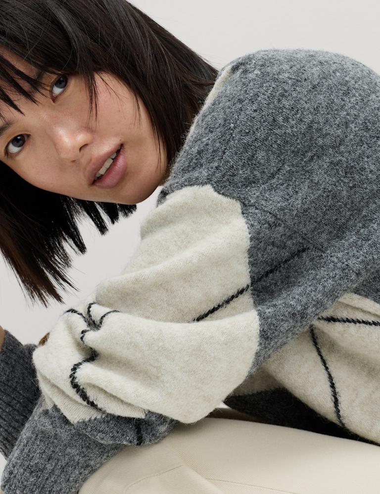 Argyle Relaxed Jumper with Wool