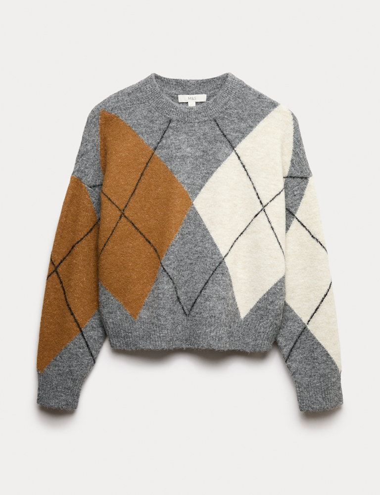 Argyle Relaxed Jumper with Wool