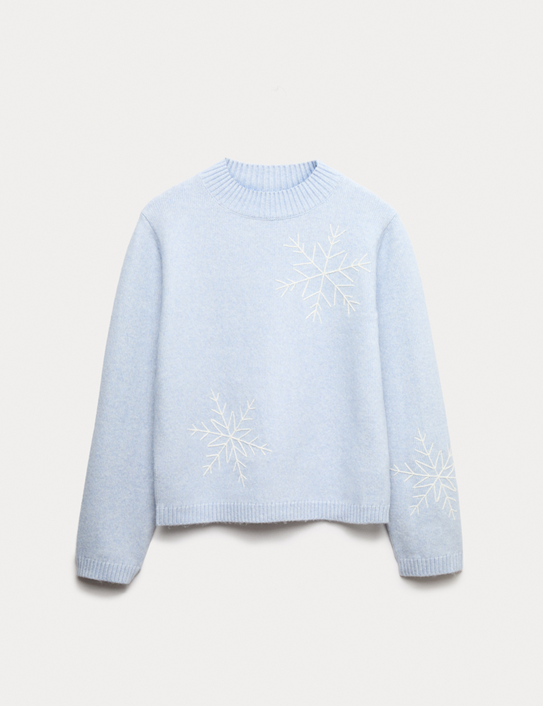 Cloud-Yarn Embroidered Crew Neck Jumper