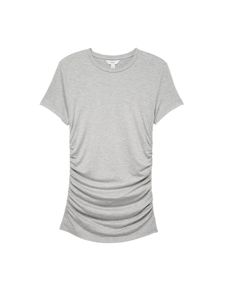 Ruched Short Sleeve Longline Top