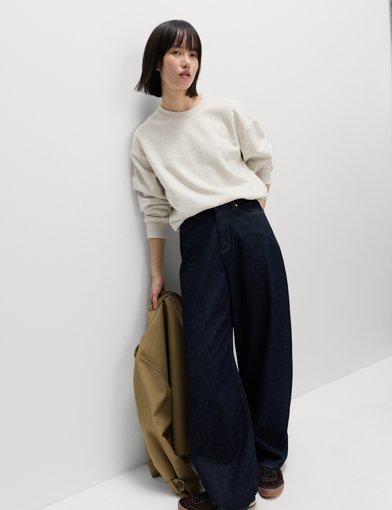 Cotton Rich Crew Neck Relaxed Sweatshirt