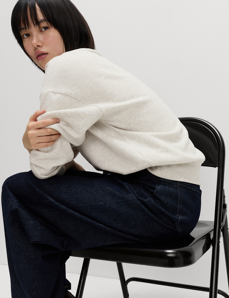 Cotton Rich Crew Neck Relaxed Sweatshirt