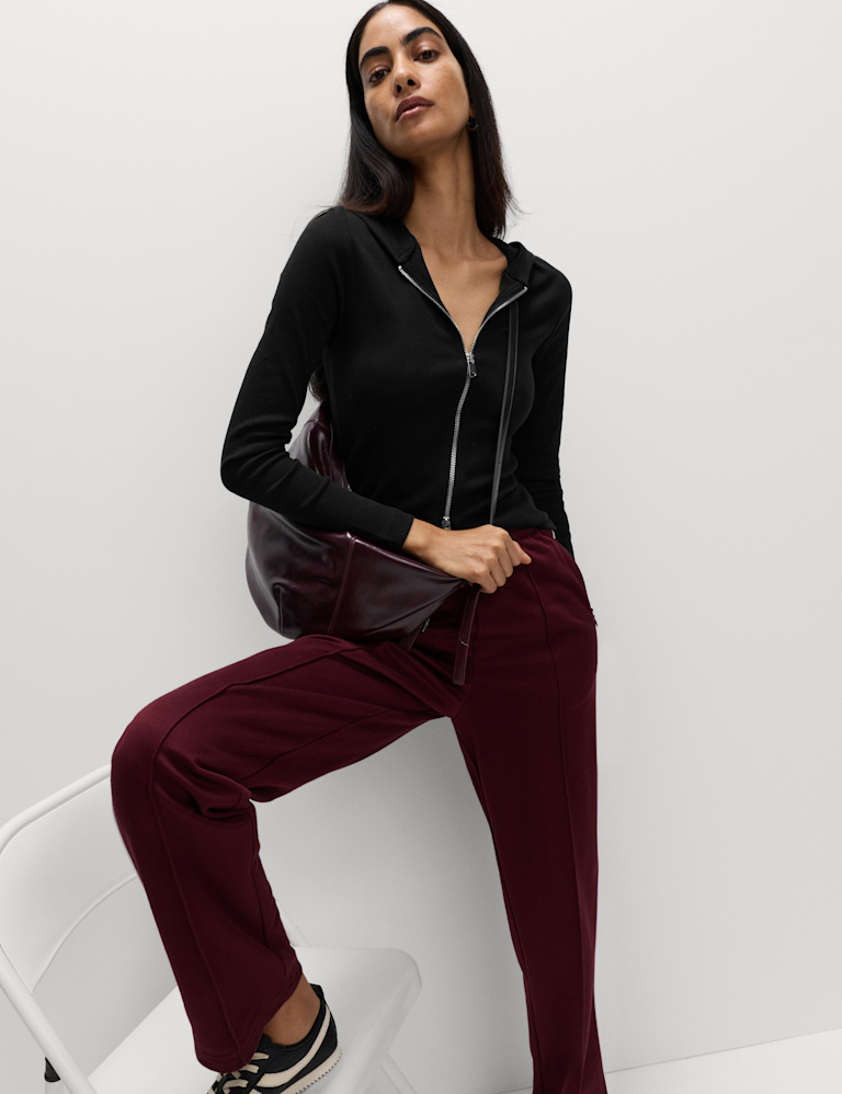 Cotton Rich Slim Fit Ribbed Hoodie