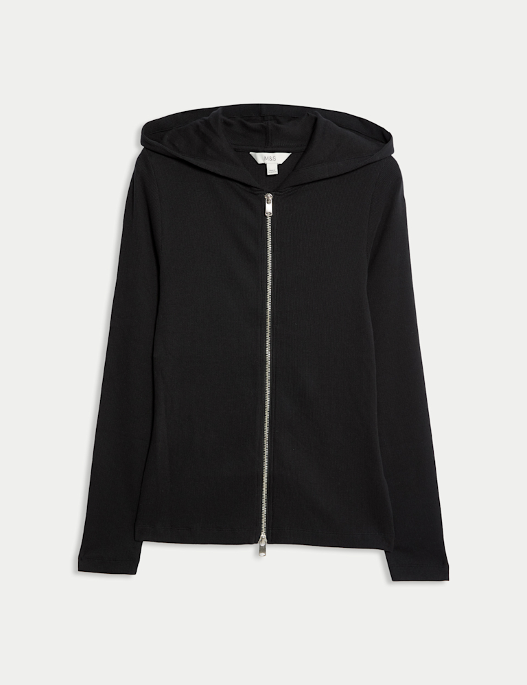 Cotton Rich Slim Fit Ribbed Hoodie