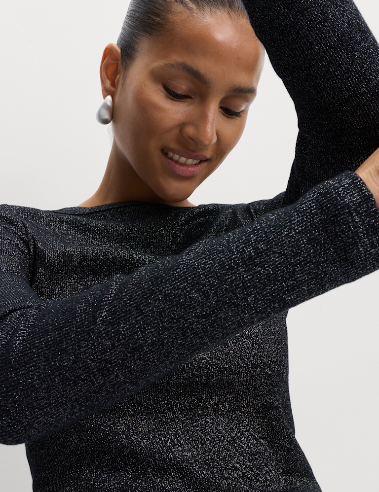 Cotton Rich Sparkly Ribbed Top