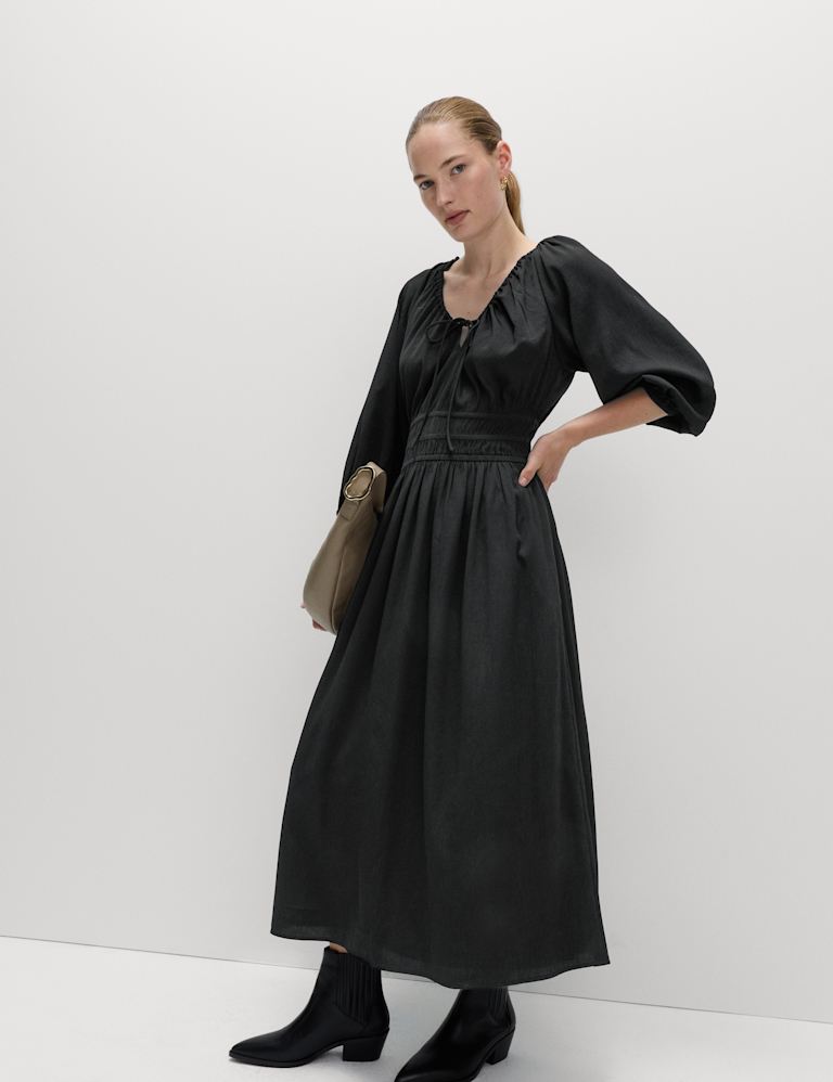 V-Neck Tie Detail Midi Waisted Dress V-Neck Tie Detail Midi Waisted Dress