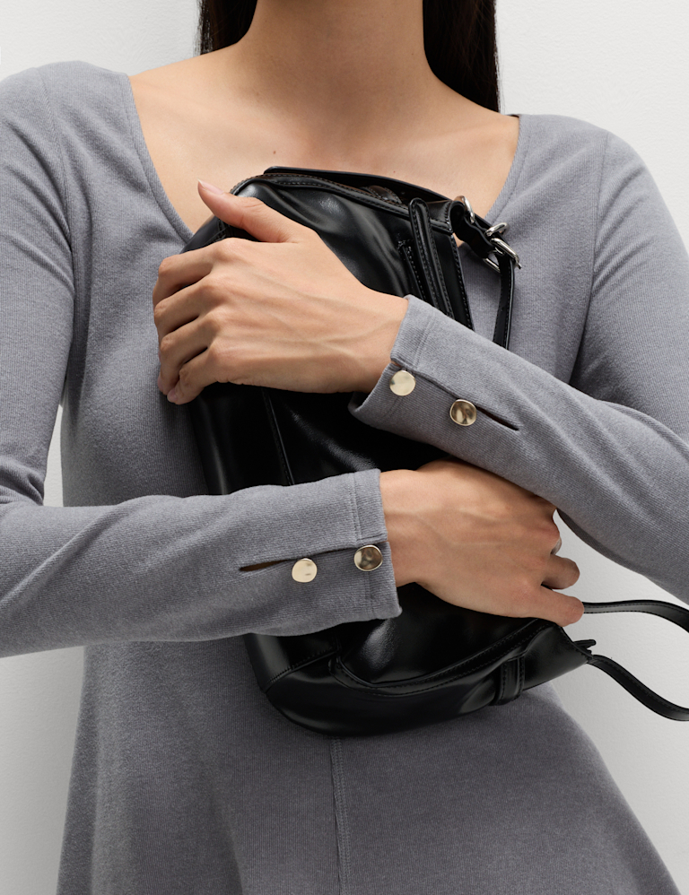 Jersey Cosy Scoop Neck Mini Skater Dress