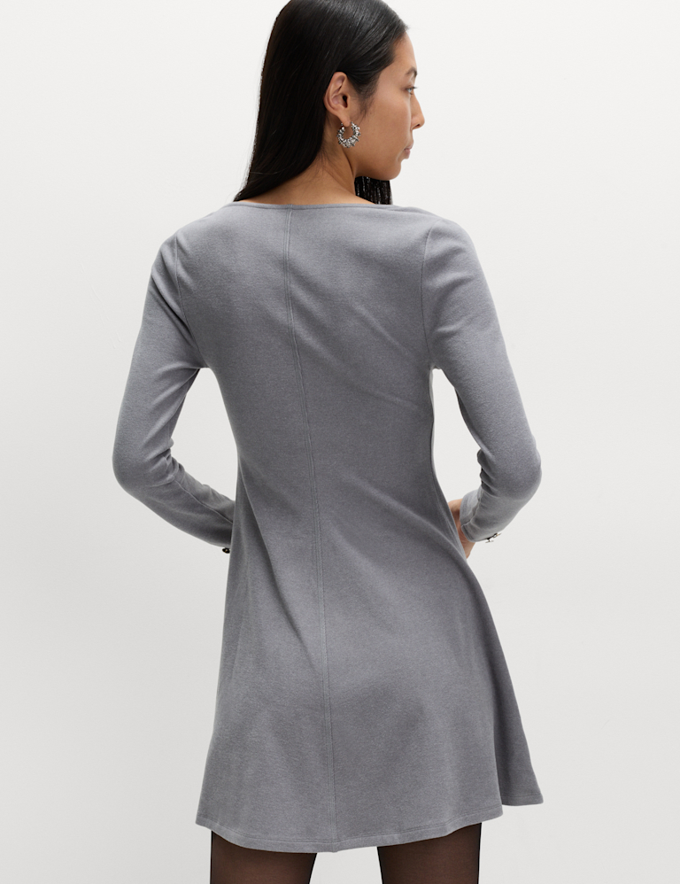 Jersey Cosy Scoop Neck Mini Skater Dress