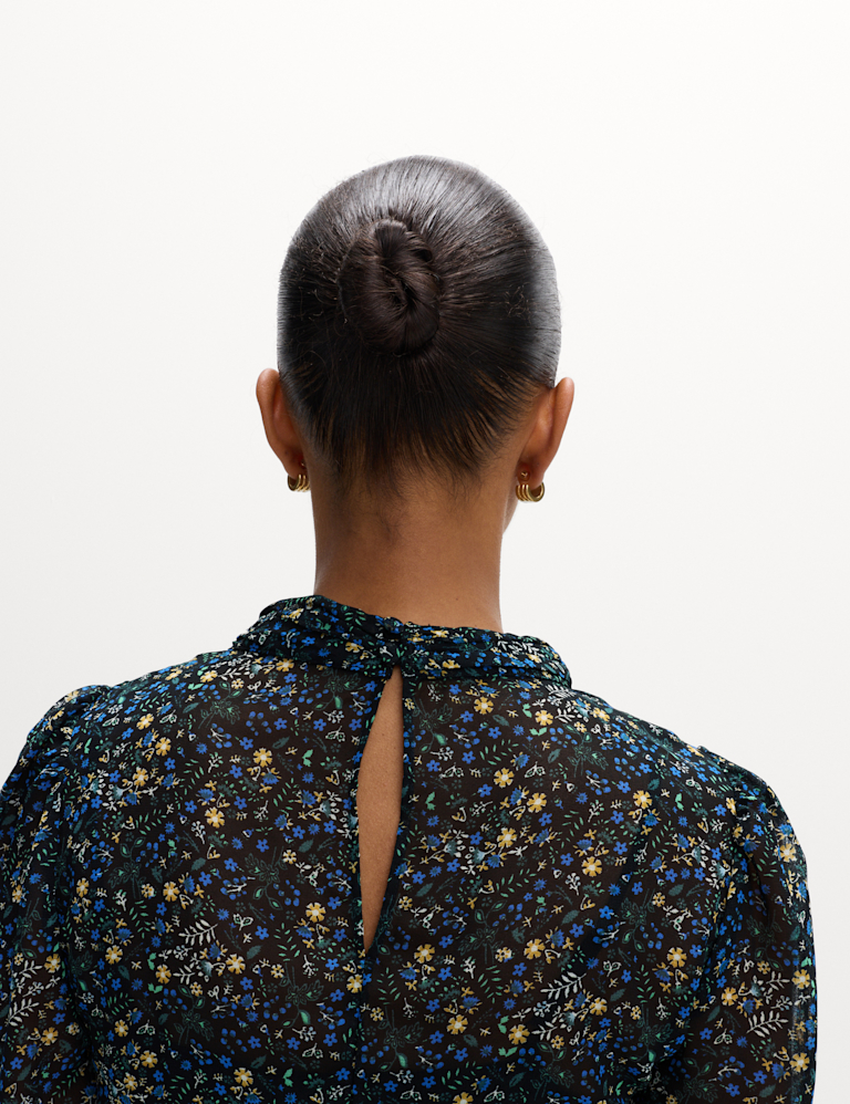 Ditsy Floral Ruched Midaxi Waisted Dress