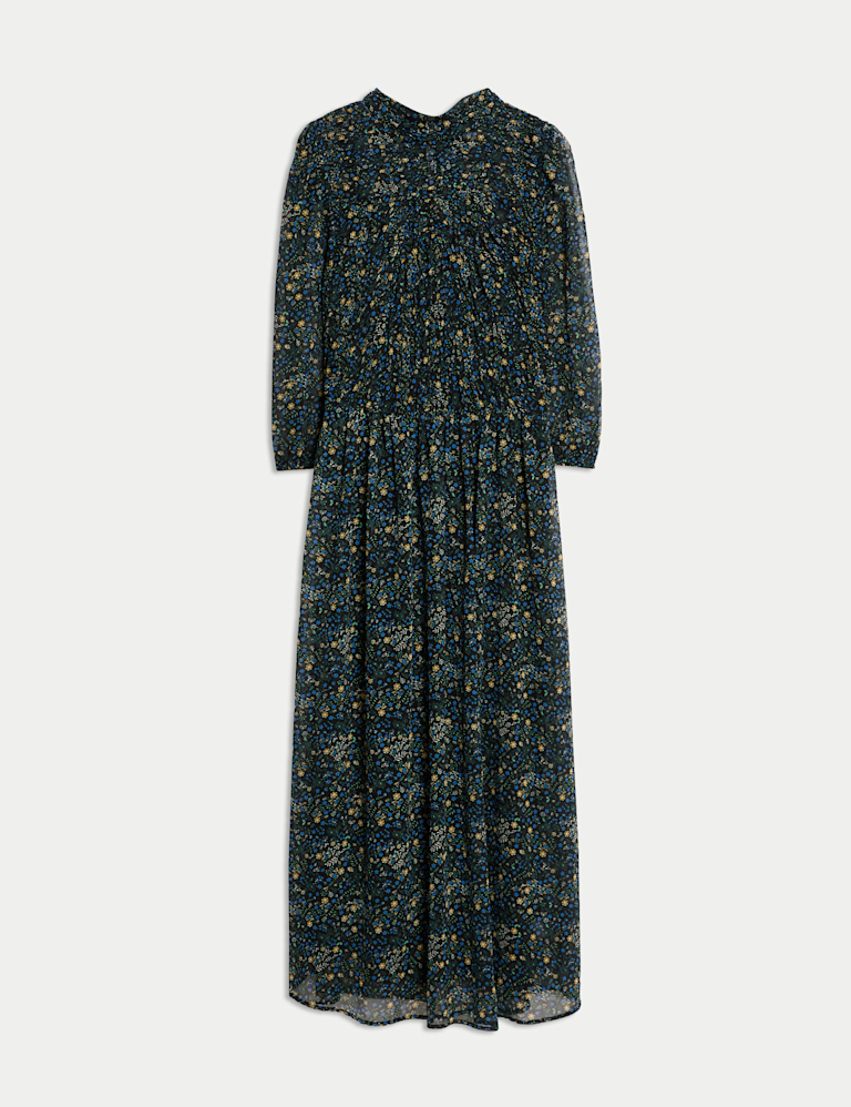 Ditsy Floral Ruched Midaxi Waisted Dress