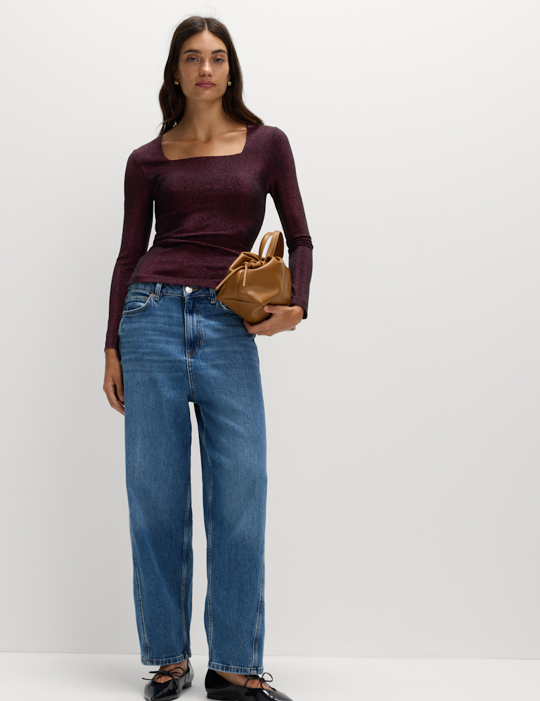 Sparkly Square Neck Top