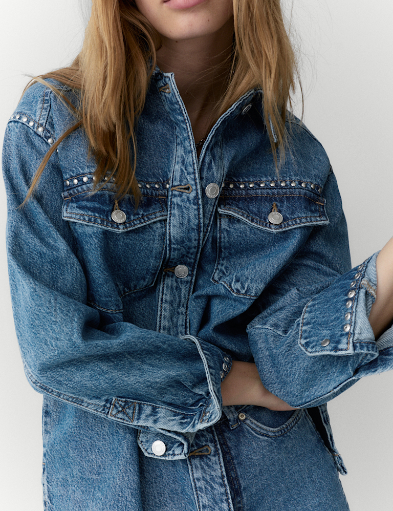 Denim Studded Shacket