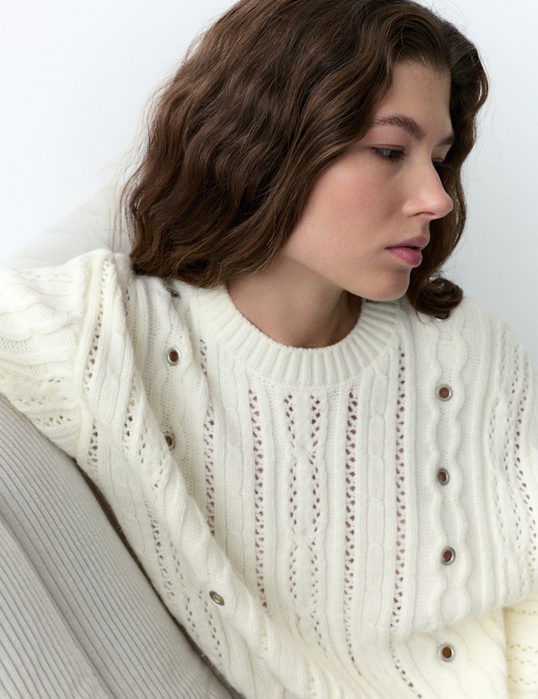 Crew Neck Eyelet Jumper