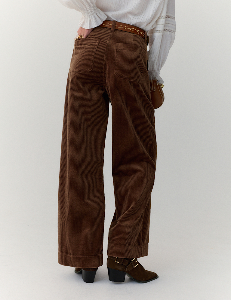 Pure Cotton Cord Wide Leg Trousers