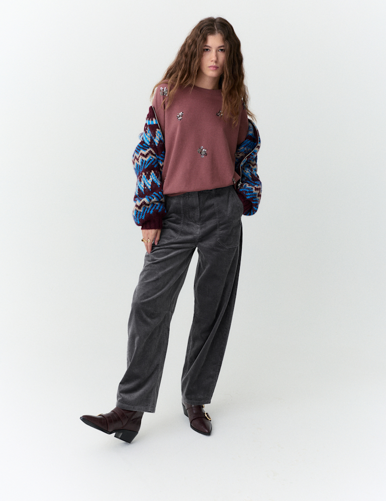 Pure Cotton Cord Barrel Leg Trousers