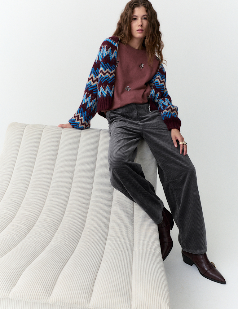 Pure Cotton Cord Barrel Leg Trousers