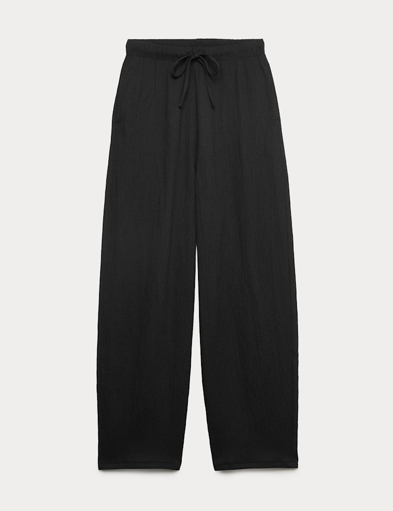 Textured Elasticated Waist Carrot Leg Trousers