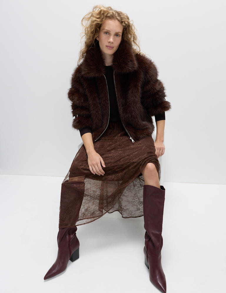 Faux Fur Aviator Coat