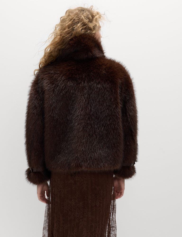 Faux Fur Aviator Coat