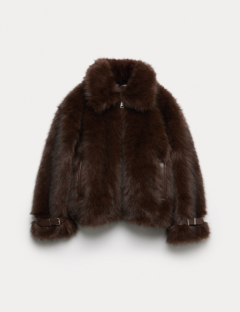 Faux Fur Aviator Coat